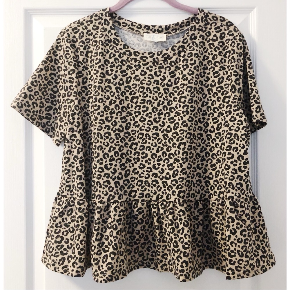 Animal print baby-doll top